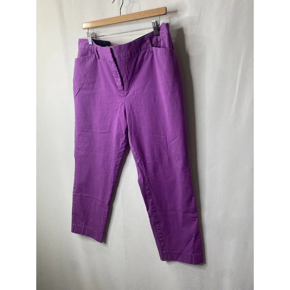 Worthington Womens Purple Pants Size 14 Cotton Career Office Mothers Day Church